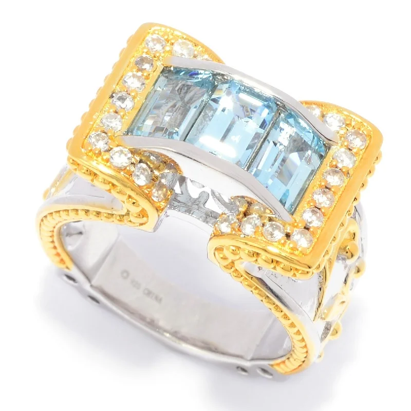 Topaz Gemstone Rings in 10K Gold with a Channel - Set Design for a Contemporary and Durable OptionSterling Silver 1.90ctw Aquamarine & White Zircon Ring