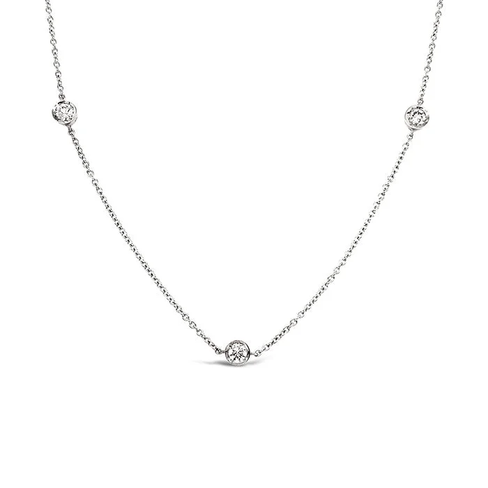 kids chain necklaces safetyRocks Five Rubover Diamond & Chain Necklace - 1.00ct - Laboratory Grown Diamonds