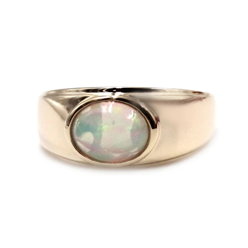 Topaz Gemstone Rings in 10K Gold with a Channel - Set Design for a Contemporary and Durable Option14k Yellow Gold Ethiopian Opal Ring