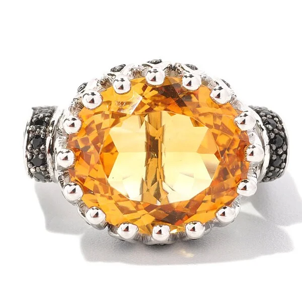 Topaz Gemstone Rings in 10K Gold with a Channel - Set Design for a Contemporary and Durable OptionSterling Silver 9 3/5ct TGW Citrine and Black Spinel Ring