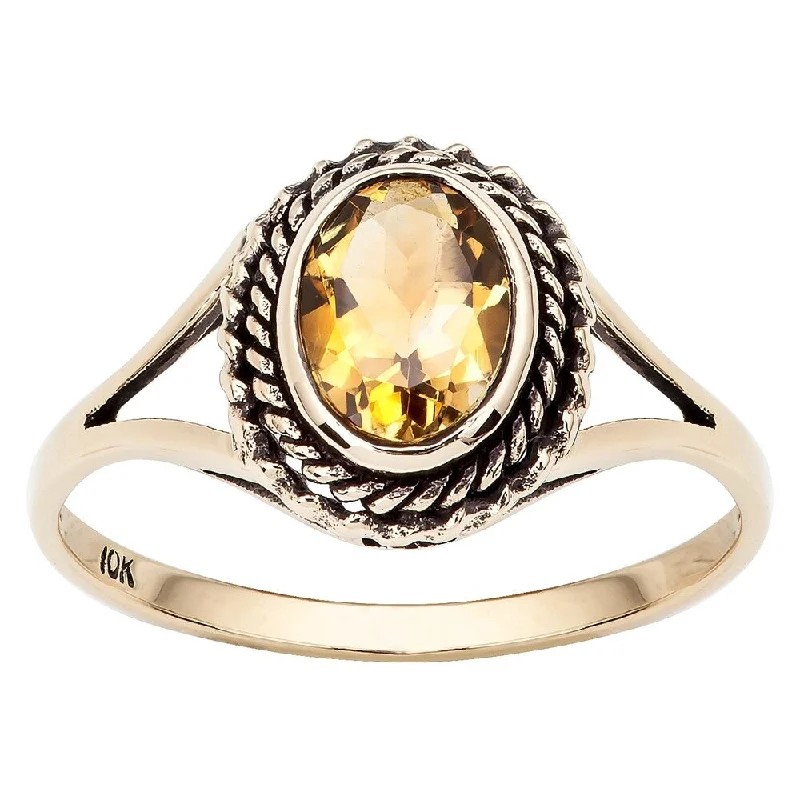 Emerald Gemstone Rings Set in Platinum with Filigree Work for a Vintage - Inspired LookViducci 10k Yellow Gold Vintage Style Genuine Citrine Split-Shank Ring