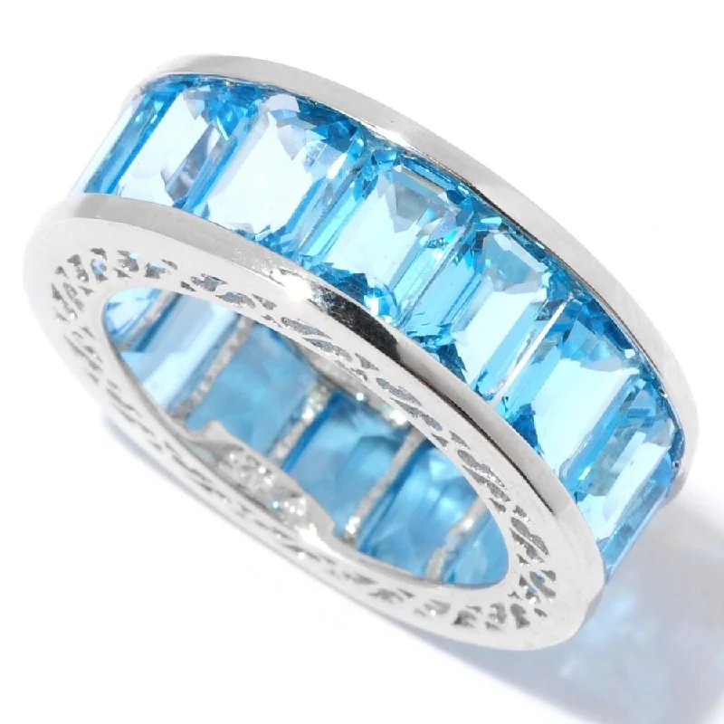 Turquoise Gemstone Rings in 925 Silver with a Southwestern - Inspired Design for a Rustic CharmSterling Silver Swiss Blue Topaz Band Ring