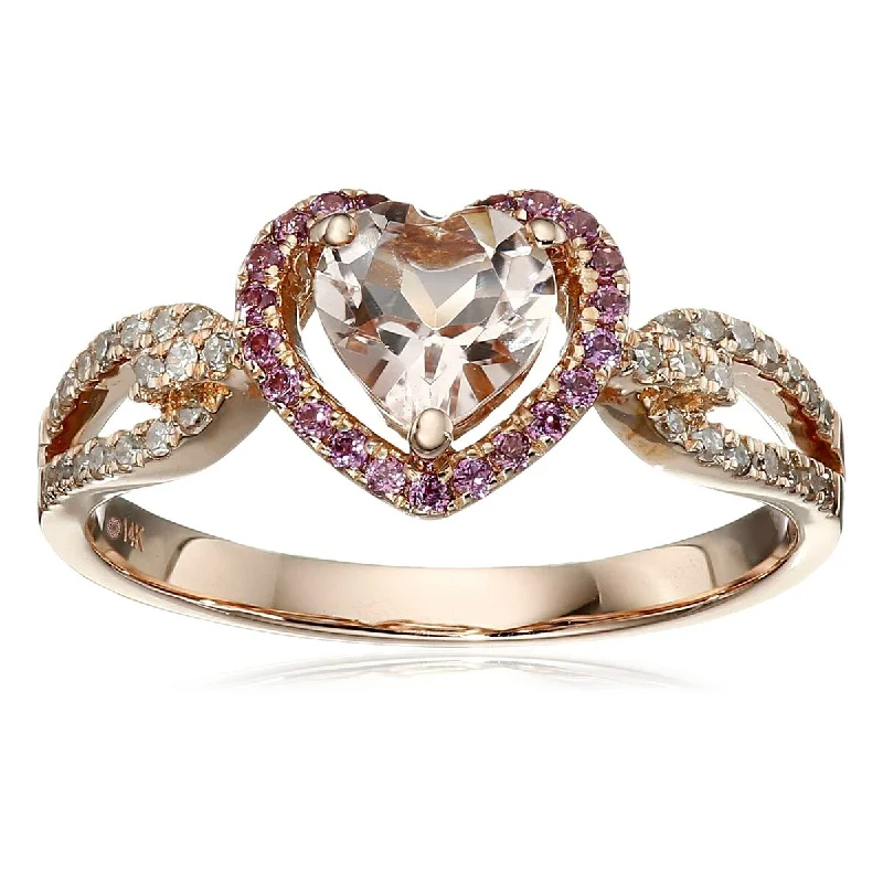 Citrine Gemstone Rings in Stainless Steel with a Stackable Design for a Trendy Everyday Wear14KT Rose Gold Morganite and Rhodolite Garnet Gemstone Heart Shaped Ring