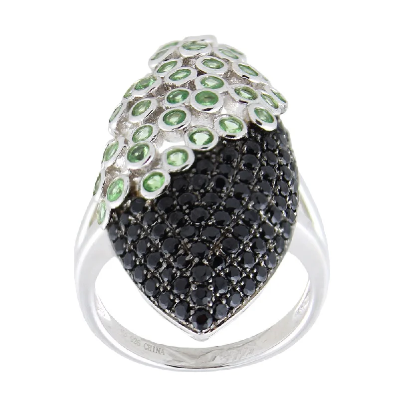 Turquoise Gemstone Rings in 925 Silver with a Southwestern - Inspired Design for a Rustic CharmSterling Silver Tsavorite and Black Spinel Elongated Ring