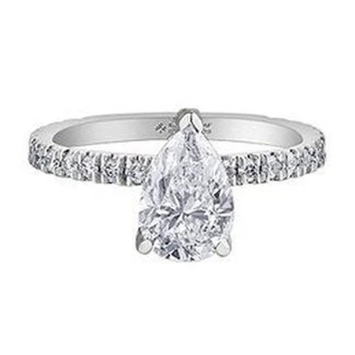 Men's Topaz Engagement Rings in 10K Gold with a Channel - Set Diamond BandPear Solitaire With Diamond Set Shoulder 1.96ct