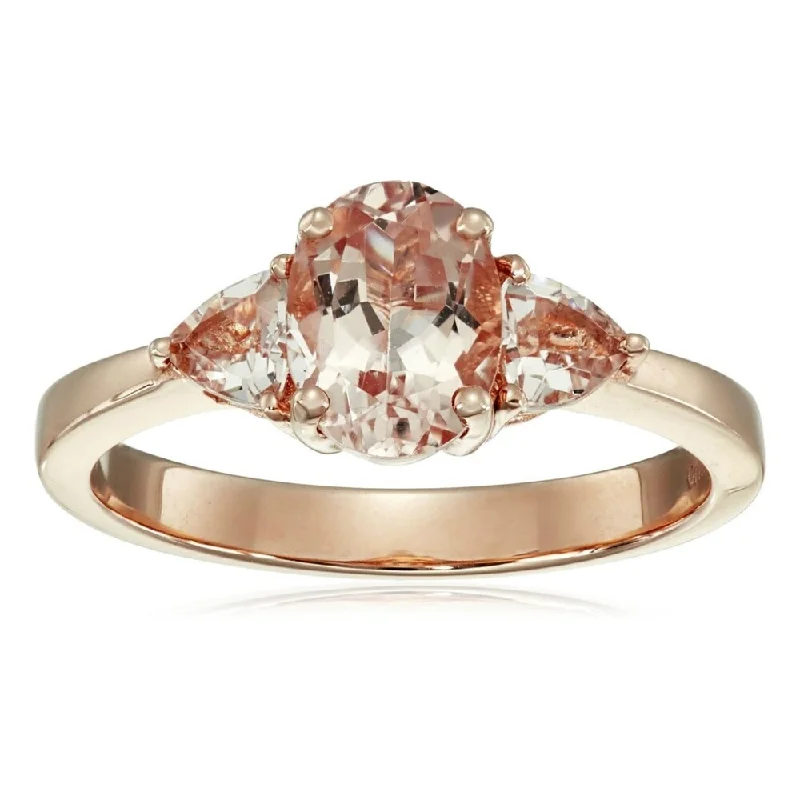 Jasper Gemstone Rings in 18K Gold Vermeil with a Matte Finish for a Subtle and Elegant Look14k Rose Gold Morganite Oval and Trillion 3-Stone Ring