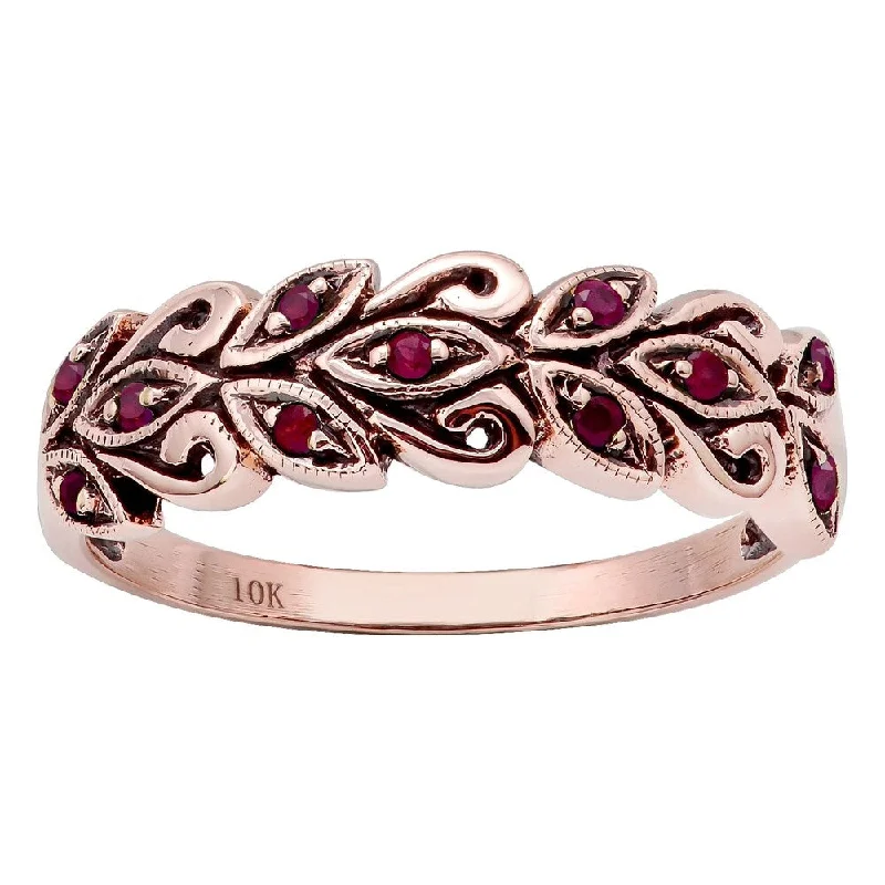 Peridot Gemstone Rings in 14K Gold - Filled Metal with a Pave - Set Band for a Sparkling LookViducci 10k Rose Gold Genuine Ruby Scroll Anniversary Ring