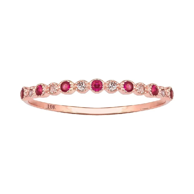 Sapphire Gemstone Rings in 18K White Gold with Diamond Accents for an Elegant EngagementViducci 10k Rose Gold Genuine Ruby and Diamond Petite Stackable Band