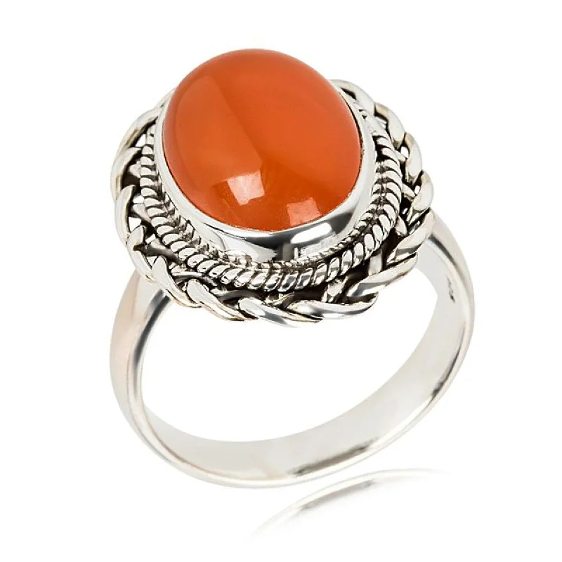 Opal Gemstone Rings in Rose Gold with a Milgrain Edge for a Feminine and Romantic Style925 Sterling Silver Carnelian Gemstone Solitaire Ring