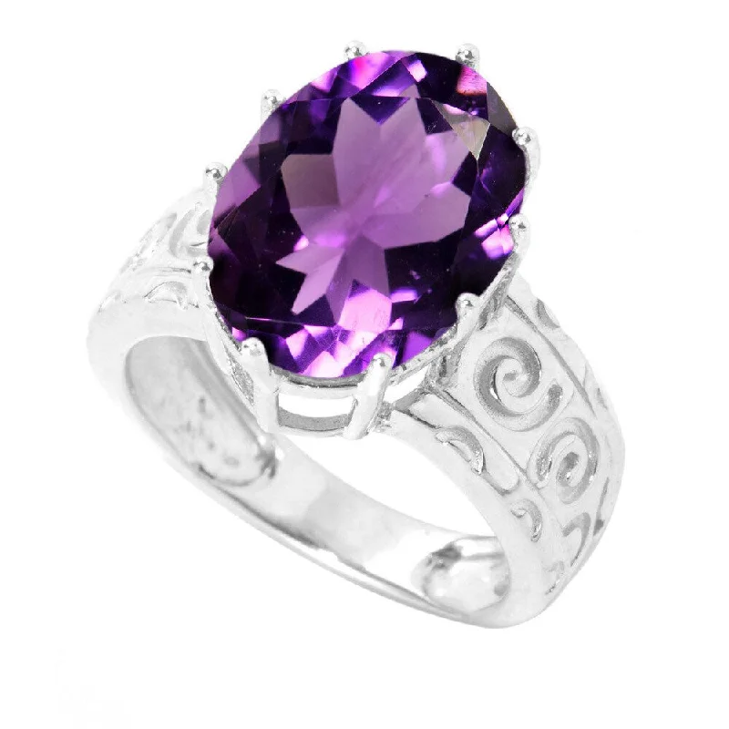 Iolite Gemstone Rings in 10K Gold with a Twisted Band for a Distinctive and Stylish AccessorySterling Silver 5.46cttw Oval Amethyst Solitaire Swirl Engravework Ring