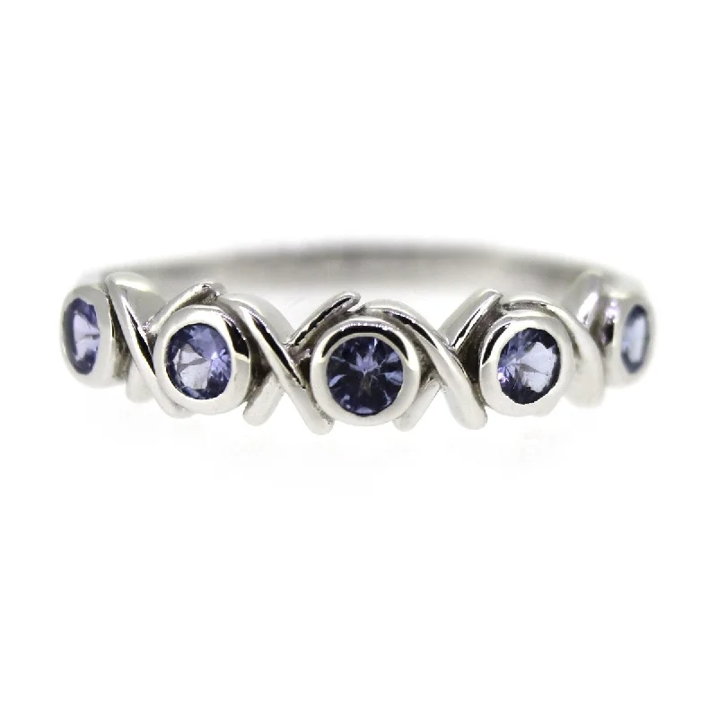 Iolite Gemstone Rings in 10K Gold with a Twisted Band for a Distinctive and Stylish Accessory925 Sterling Silver Tanzanite 5-Stone Ring