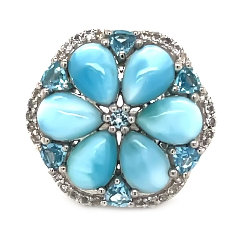 Opal Gemstone Rings in Rose Gold with a Milgrain Edge for a Feminine and Romantic Style925 Sterling Silver Larimar Ring