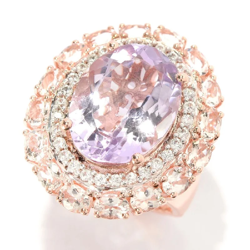 Emerald Gemstone Rings Set in Platinum with Filigree Work for a Vintage - Inspired Look14K Rose Gold-plated Silver Pink Amethyst and Morganite Cocktail Ring