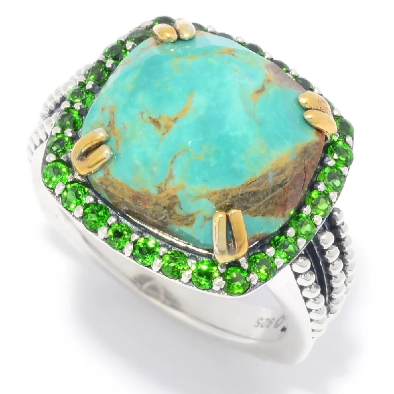 Citrine Gemstone Rings in Stainless Steel with a Stackable Design for a Trendy Everyday Wear925 Sterling Silver Chrome Diopside and Tyrone Turquoise Ring