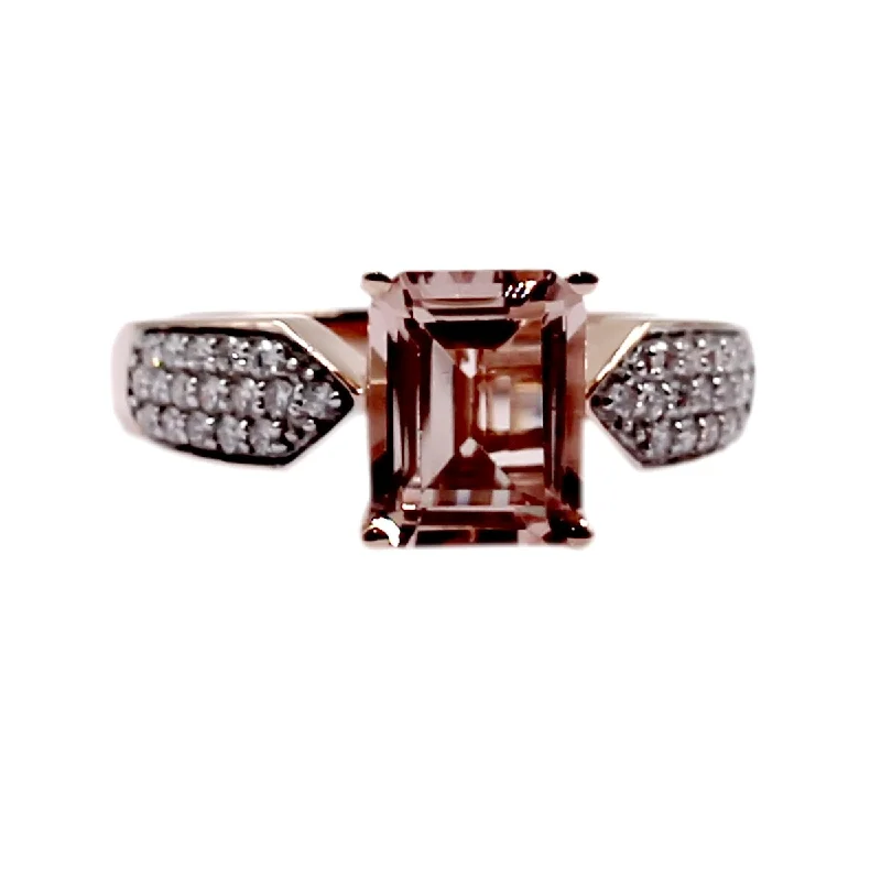 Topaz Gemstone Rings in 10K Gold with a Channel - Set Design for a Contemporary and Durable Option14Kt Rose Gold Morganite and Diamond Ring