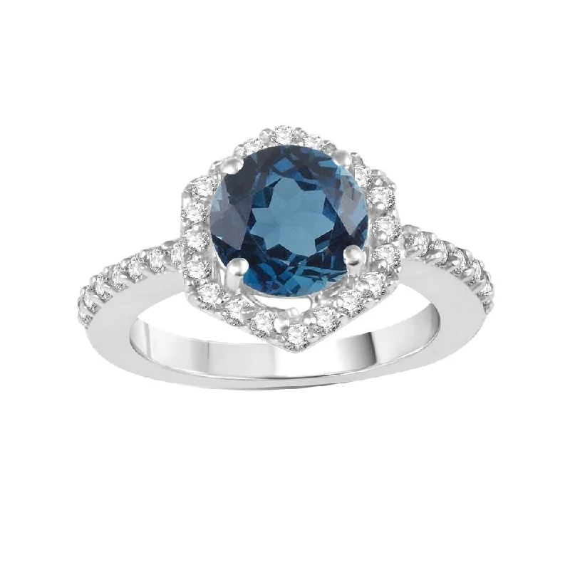 Iolite Gemstone Rings in 10K Gold with a Twisted Band for a Distinctive and Stylish AccessorySterling Silver with Natural London Blue Topaz and White Topaz Ring