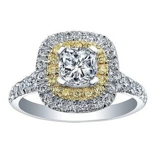 Men's Citrine Engagement Rings in Stainless Steel with a Stackable Band DesignSquare Halo style solitaire .70ct