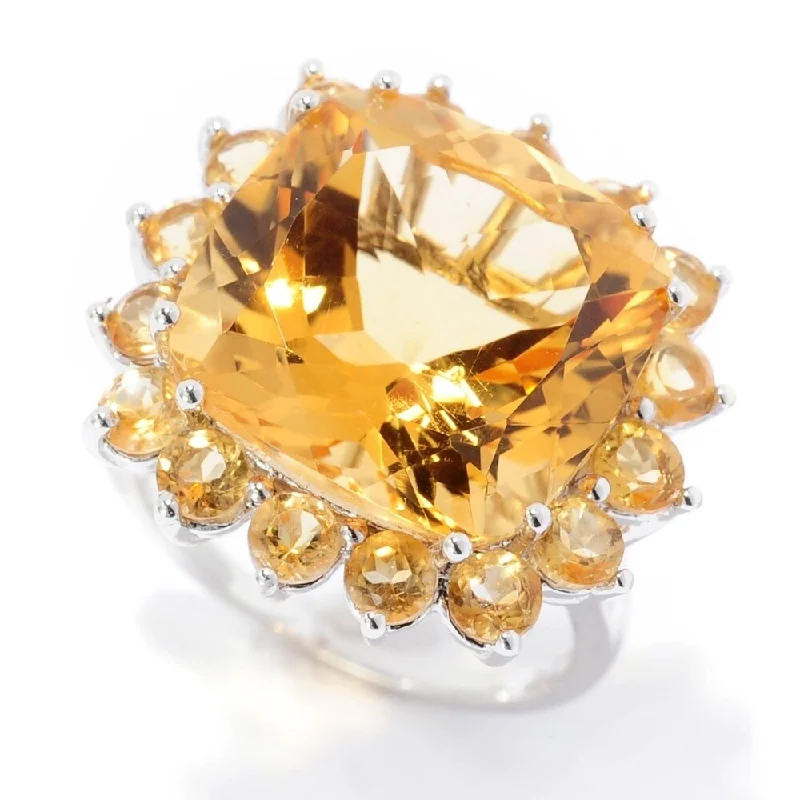 Topaz Gemstone Rings in 10K Gold with a Channel - Set Design for a Contemporary and Durable OptionSterling Silver 11.40ctw Citrine Halo Ring