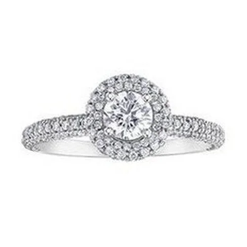 Art Deco Engagement Rings with Geometric Patterns and Baguette - Cut Diamond AccentsBrilliant Cut Halo Solitaire 1.70ct