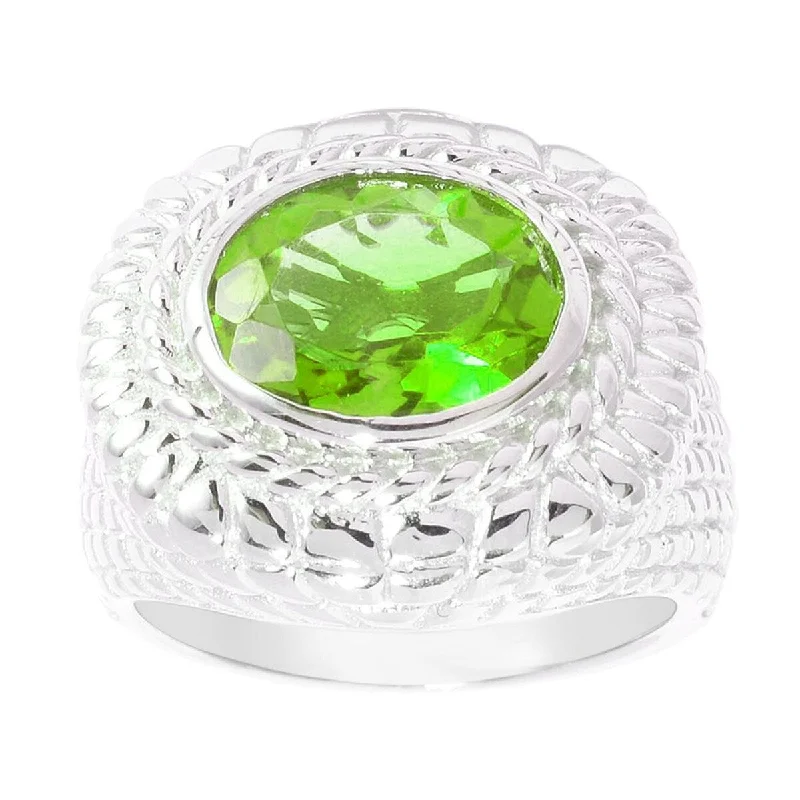 Aquamarine Gemstone Rings in 9K Gold with a Bezel Setting for a Modern and Secure FitSterling Silver Natural Oval Peridot Wide Textured Ring