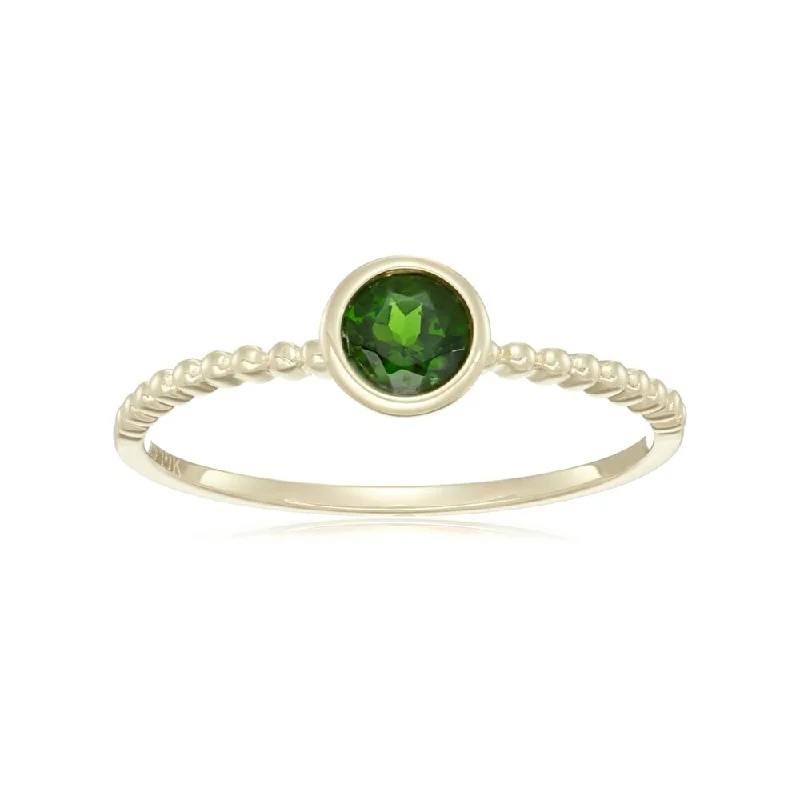 Malachite Gemstone Rings in 14K Gold with a Carved Stone for a Unique and Artistic Appeal10k Yellow Gold Chrome Diopside Solitaire Beaded Stackable Ring Size - 7