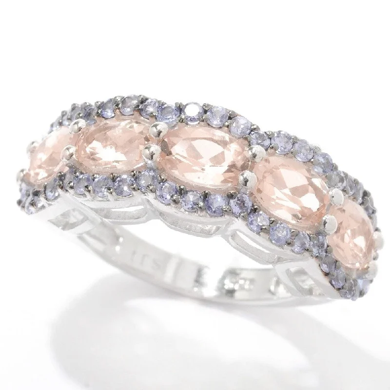 Topaz Gemstone Rings in 10K Gold with a Channel - Set Design for a Contemporary and Durable Option925 Sterling Silver Morganite and Tanzanite Ring