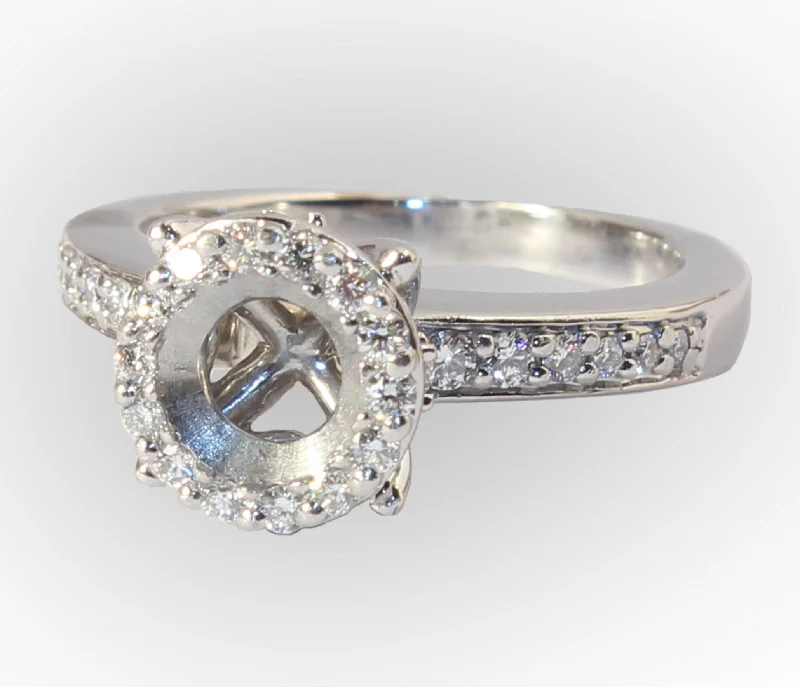 Men's Diamond Engagement Rings with Platinum Band and Halo Setting for a Luxury ProposalPlatinum Diamond Halo Mounting