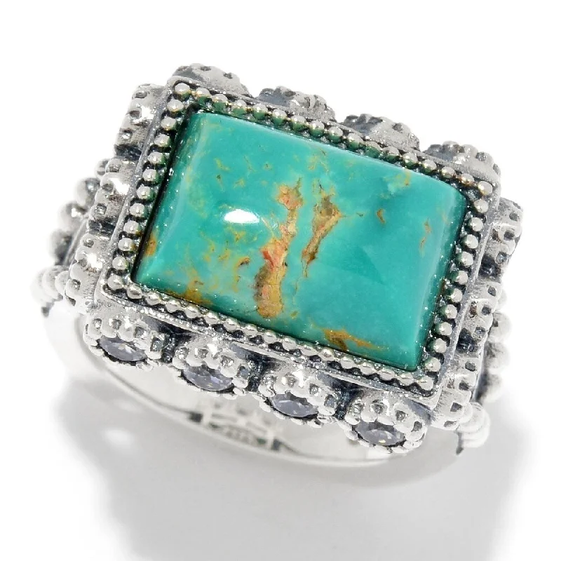 Jasper Gemstone Rings in 18K Gold Vermeil with a Matte Finish for a Subtle and Elegant Look925 Sterling Silver White Natural Zircon and Tyrone Turquoise Ring