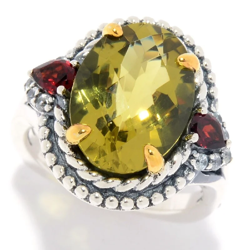 Turquoise Gemstone Rings in 925 Silver with a Southwestern - Inspired Design for a Rustic Charm925 Sterling Silver Ouro Verde,Red Garnet,White Natural Zircon Ring