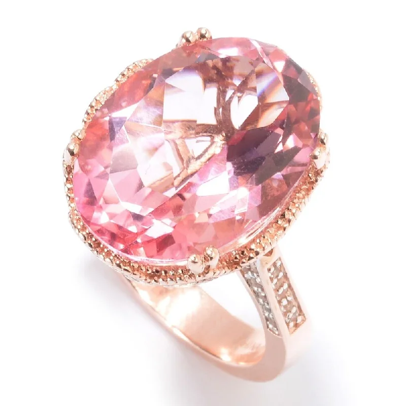 Amethyst Gemstone Rings in Sterling Silver with a Halo of Cubic Zirconia for a Budget - Friendly Luxuryrose Gold Plated Over Sterling Silver White Topaz and Pink Topaz Ring