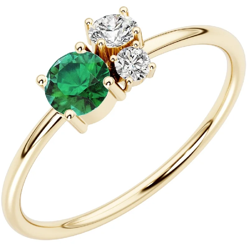 Tourmaline Gemstone Rings in 18K Two - Tone Gold with a Floral - Shaped Setting for a Feminine Touch14k Gold Plated Sterling Silver Emerald and Lab Diamond Stackable Ring