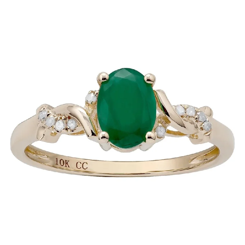 Opal Gemstone Rings in Rose Gold with a Milgrain Edge for a Feminine and Romantic StyleViducci 10k Yellow Gold Oval Emerald and Diamond Accent Ring