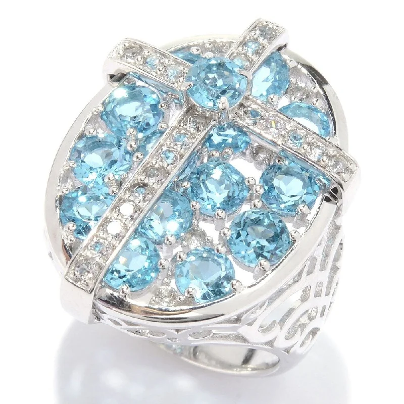 Sapphire Gemstone Rings in 18K White Gold with Diamond Accents for an Elegant EngagementSterling Silver 5.2Ctw Swiss Blue Topaz & White Topaz Cross Cluster Earrings