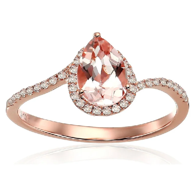 Sapphire Gemstone Rings in 18K White Gold with Diamond Accents for an Elegant Engagement10k Rose Gold Morganite and Diamond Princess Diana Pear Shape Engagement Ring, Size 6