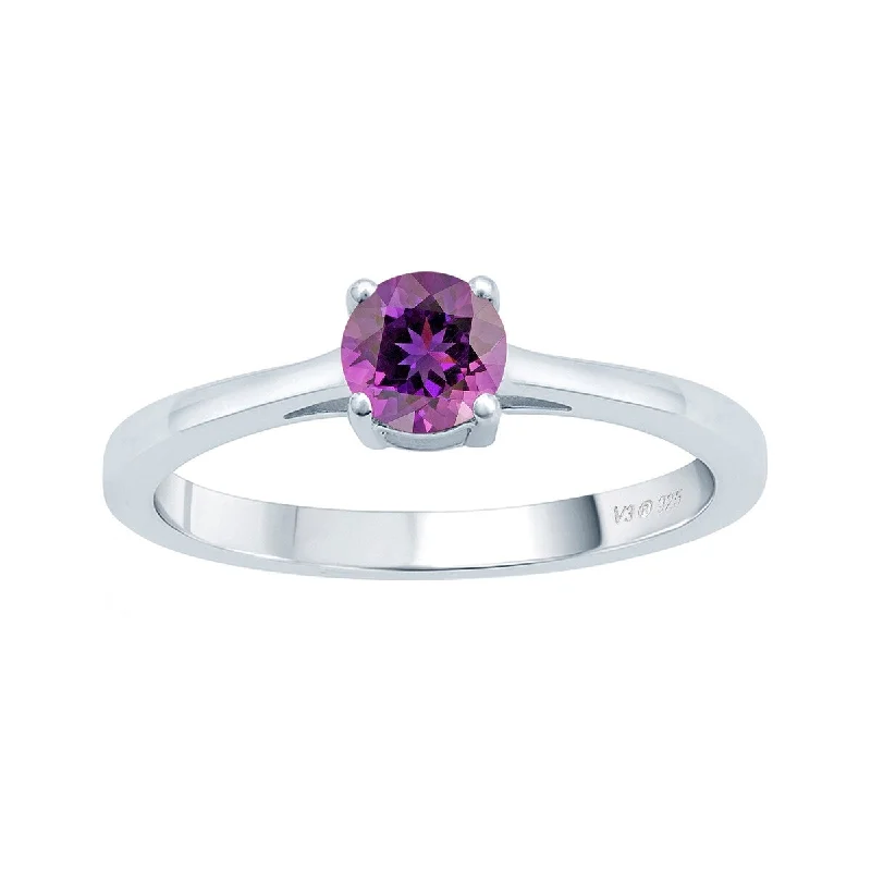 Garnet Gemstone Rings in 18K Gold Vermeil with Intricate Engravings for a Traditional AestheticSterling Silver with Natural Amethyst Solitaire Ring