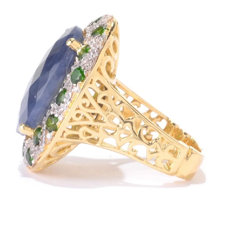 Aquamarine Gemstone Rings in 9K Gold with a Bezel Setting for a Modern and Secure FitPinctore 18K Yellow Gold o/ Silver Indian Blue Sapphire Cocktail Ring, Size 7