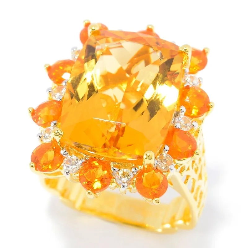 Sapphire Gemstone Rings in 18K White Gold with Diamond Accents for an Elegant Engagement925 Sterling Silver Citrine,Fire Opal,White Natural Zircon Ring Size - 6