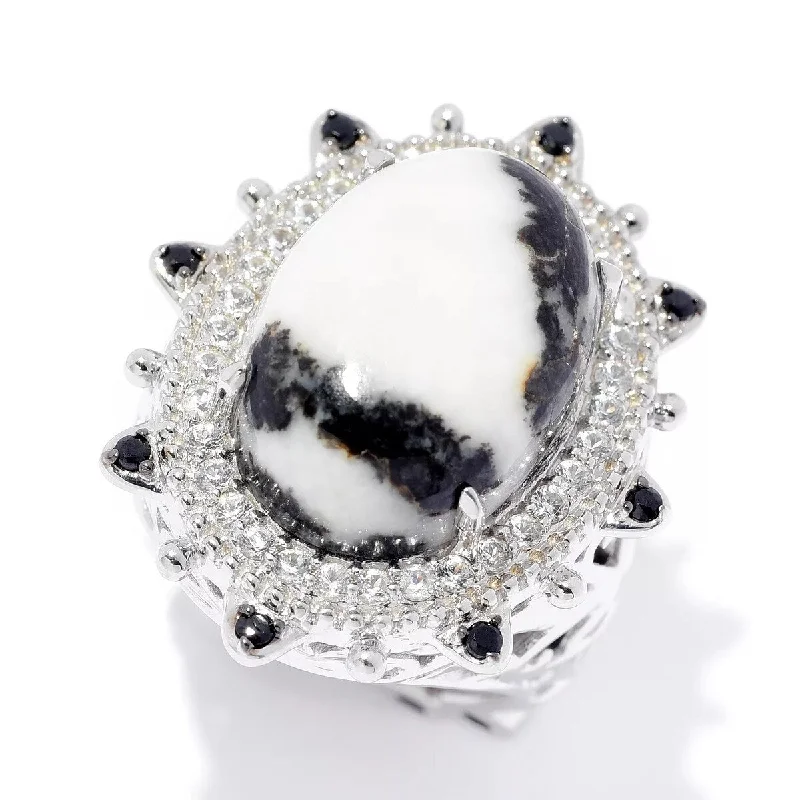 Aquamarine Gemstone Rings in 9K Gold with a Bezel Setting for a Modern and Secure FitDallas Prince Designs Sterling Silver Zebra Jasper, Black Spinel & White Zircon Ring