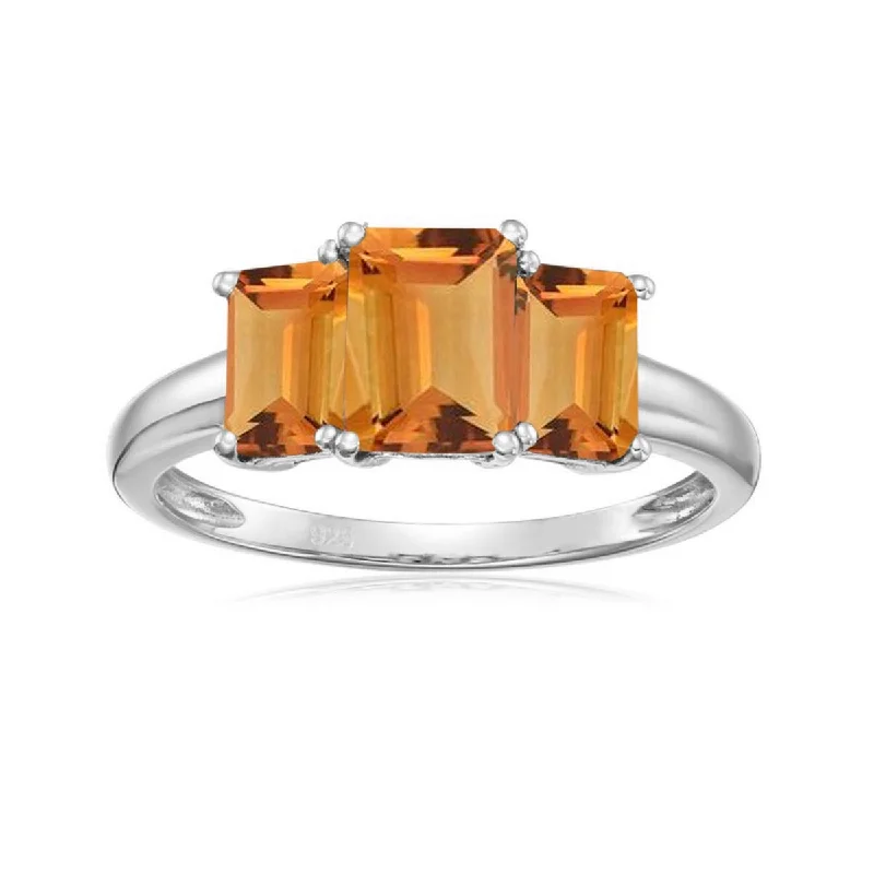 Tanzanite Gemstone Rings in 10K Gold with a Trilogy Design for a Sophisticated Gift925 Sterling Silver Citrine 3-Stone Ring