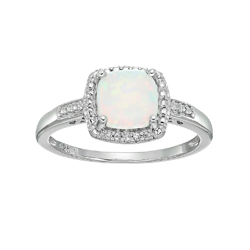 Moonstone Gemstone Rings in Silver - Plated Copper with a Celtic - Inspired Pattern for a Mystical VibeSterling Silver Cushion Created Opal & Diamond Ring