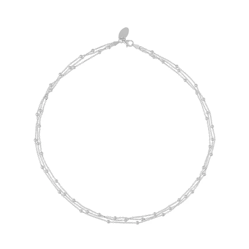 cable chain necklaces classicSterling Silver Triple Bead Chain Necklace