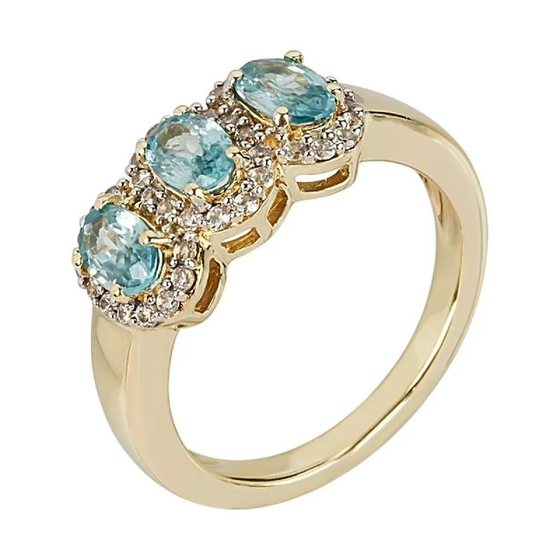 Opal Gemstone Rings in Rose Gold with a Milgrain Edge for a Feminine and Romantic Style925 Sterling Silver Blue Zircon 3-Stone Ring