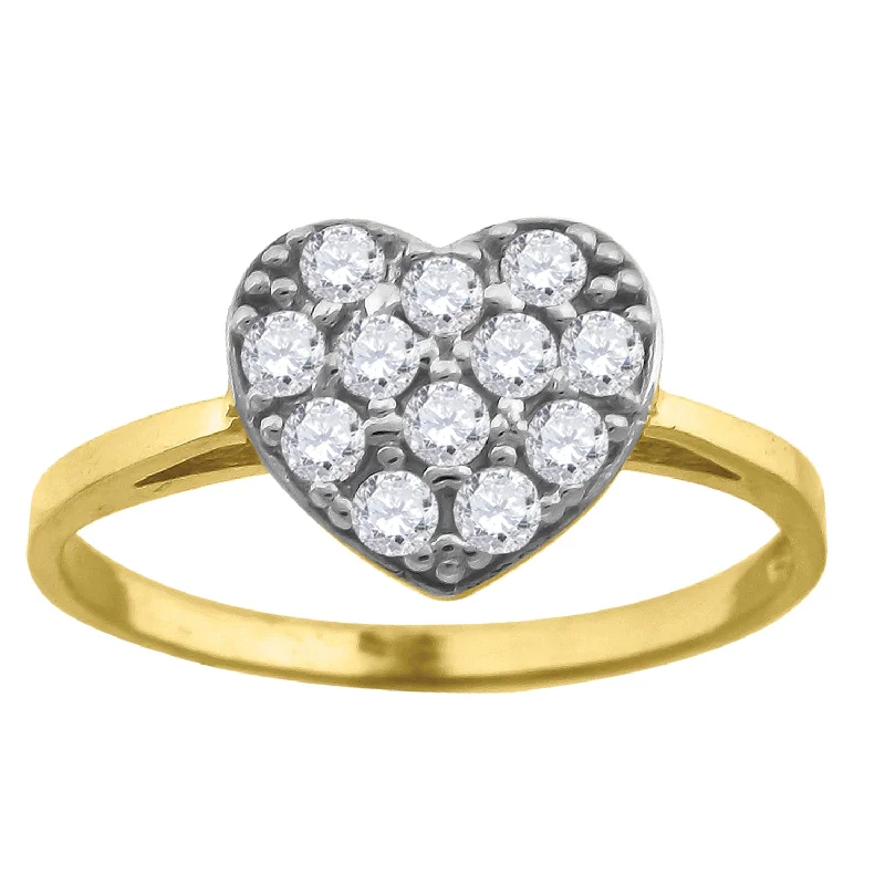 Men's Peridot Engagement Rings in 14K Gold - Filled Metal with a Micro - Pave SettingKeene Jewelers 10kt Two-tone Gold Womens Cubic Zirconia Heart Engagement Ring