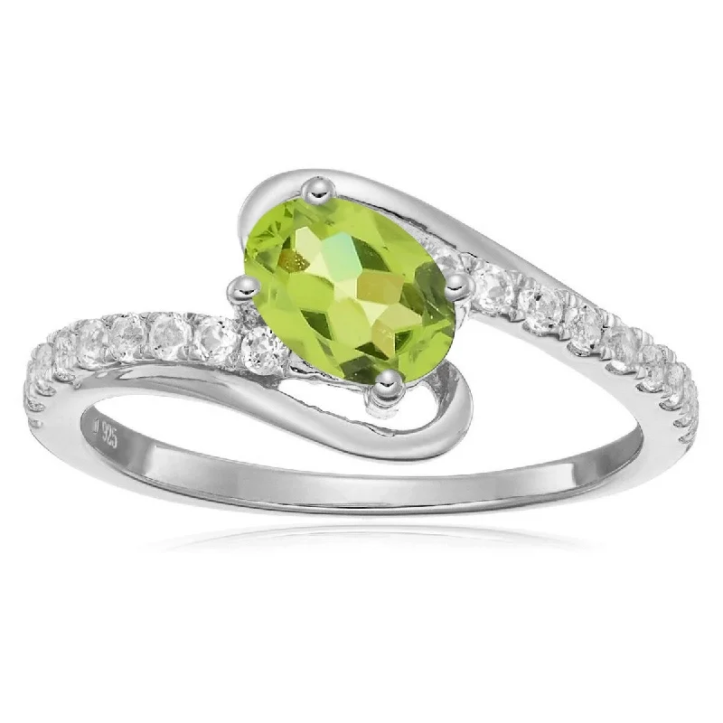 Amethyst Gemstone Rings in Sterling Silver with a Halo of Cubic Zirconia for a Budget - Friendly Luxury925 Sterling Silver Peridot and White Topaz Ring