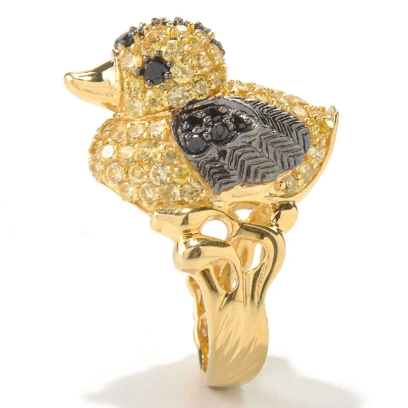 Tourmaline Gemstone Rings in 18K Two - Tone Gold with a Floral - Shaped Setting for a Feminine TouchYellow Gold Over Sterling Silver with Cubic Zirconia Duck Critter Ring