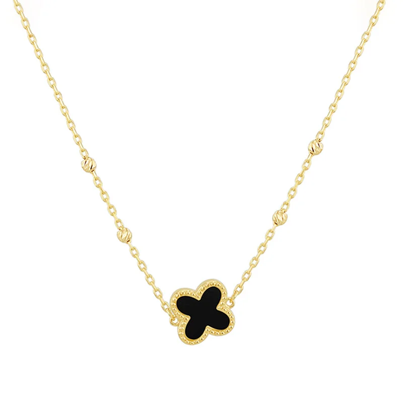 unique chain necklaces designsOnyx Quatrefoil & Ball Chain Necklace