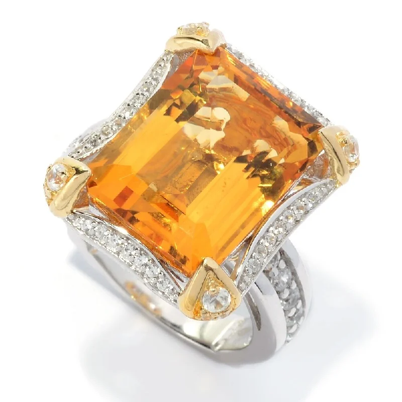 Opal Gemstone Rings in Rose Gold with a Milgrain Edge for a Feminine and Romantic Style12.22ctw Emerald Cut Honey Citrine & White Zircon Ring