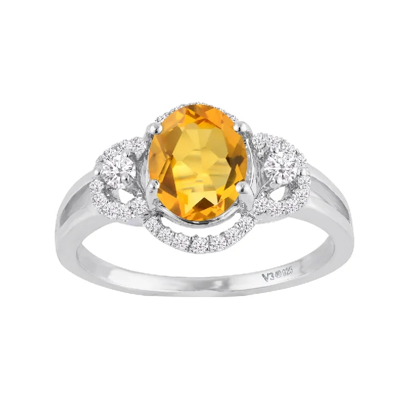 Aquamarine Gemstone Rings in 9K Gold with a Bezel Setting for a Modern and Secure FitSterling Silver with Natural Citrine and White Zircon Halo Ring