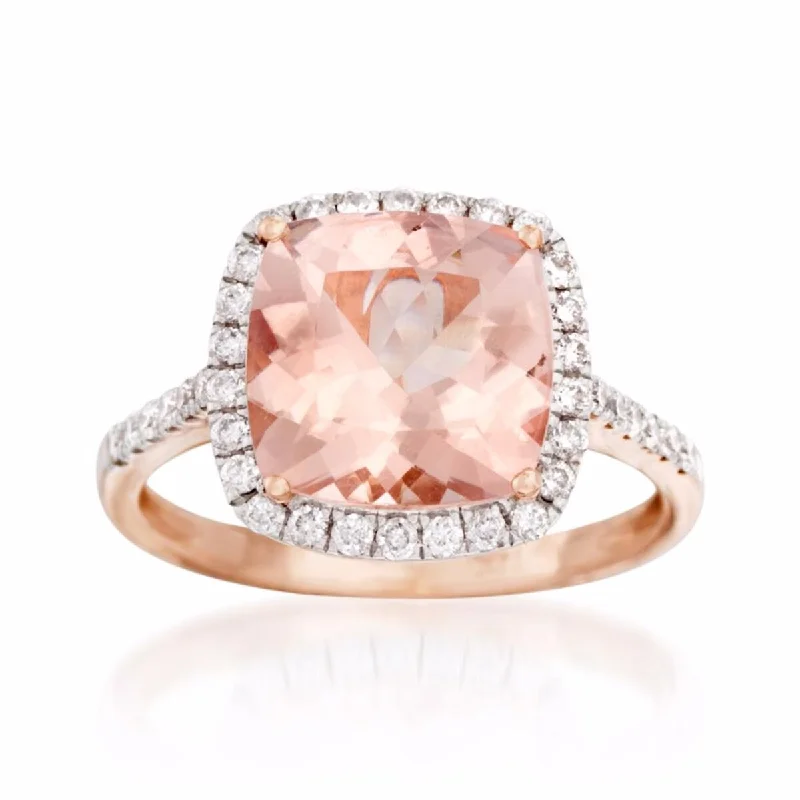 Tourmaline Gemstone Rings in 18K Two - Tone Gold with a Floral - Shaped Setting for a Feminine Touch14kt Rose Gold Morganite and Diamond Ring