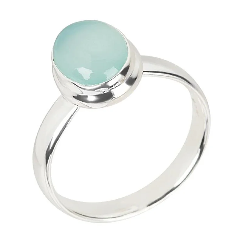 Amethyst Gemstone Rings in Sterling Silver with a Halo of Cubic Zirconia for a Budget - Friendly Luxury925 Sterling Silver Aqua Chalcedony Gemstone Solitaire Ring